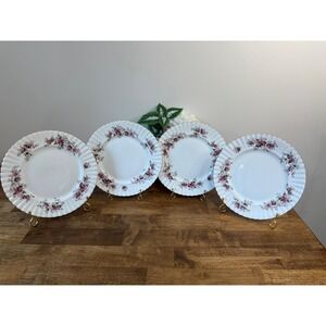 Royal Albert Lavender Rose‎ Dinner Plates Set of 4 Vintage Bone China Floral